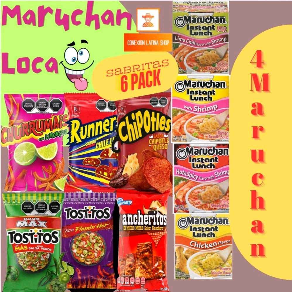 Maruchas Locas-- 6 Chips Pequeñas y 4 Sopas Maruchan