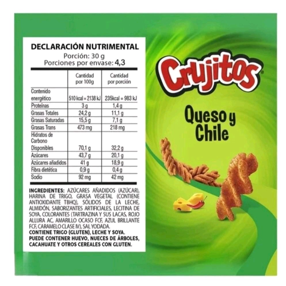 Crujitos Queso y Chile--- 5 Paquete Pequeños
