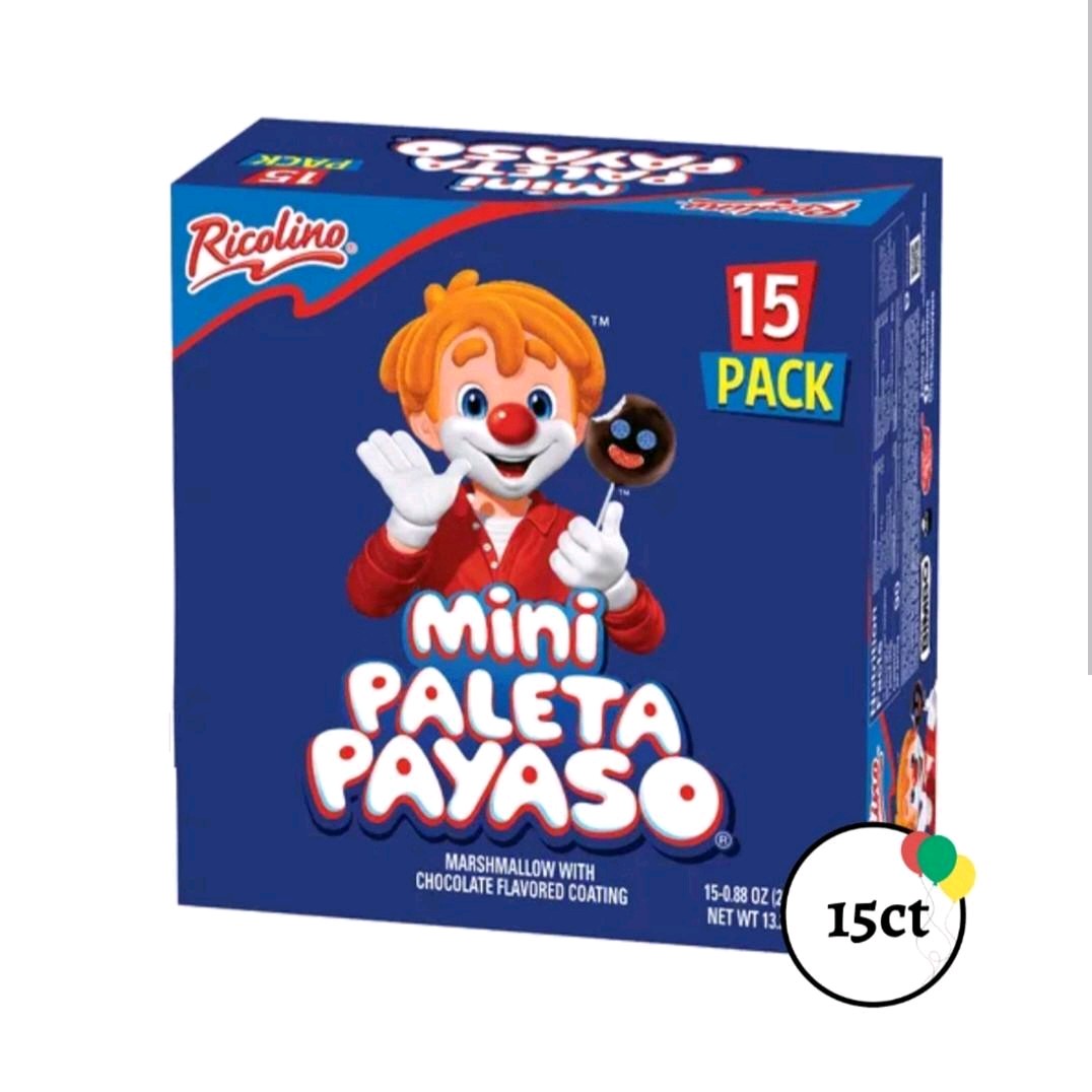 Mini Paleta Payaso Marshmellow com chocolate y gomis--15 unidades en caja