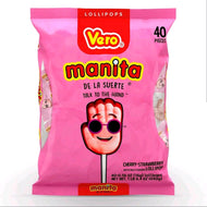 Vero Paleta Manitas de la fortuna 40 pzas en bolsa sabor fresa y cereza
