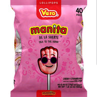 Vero Paleta Manitas de la fortuna 40 pzas en bolsa sabor fresa y cereza