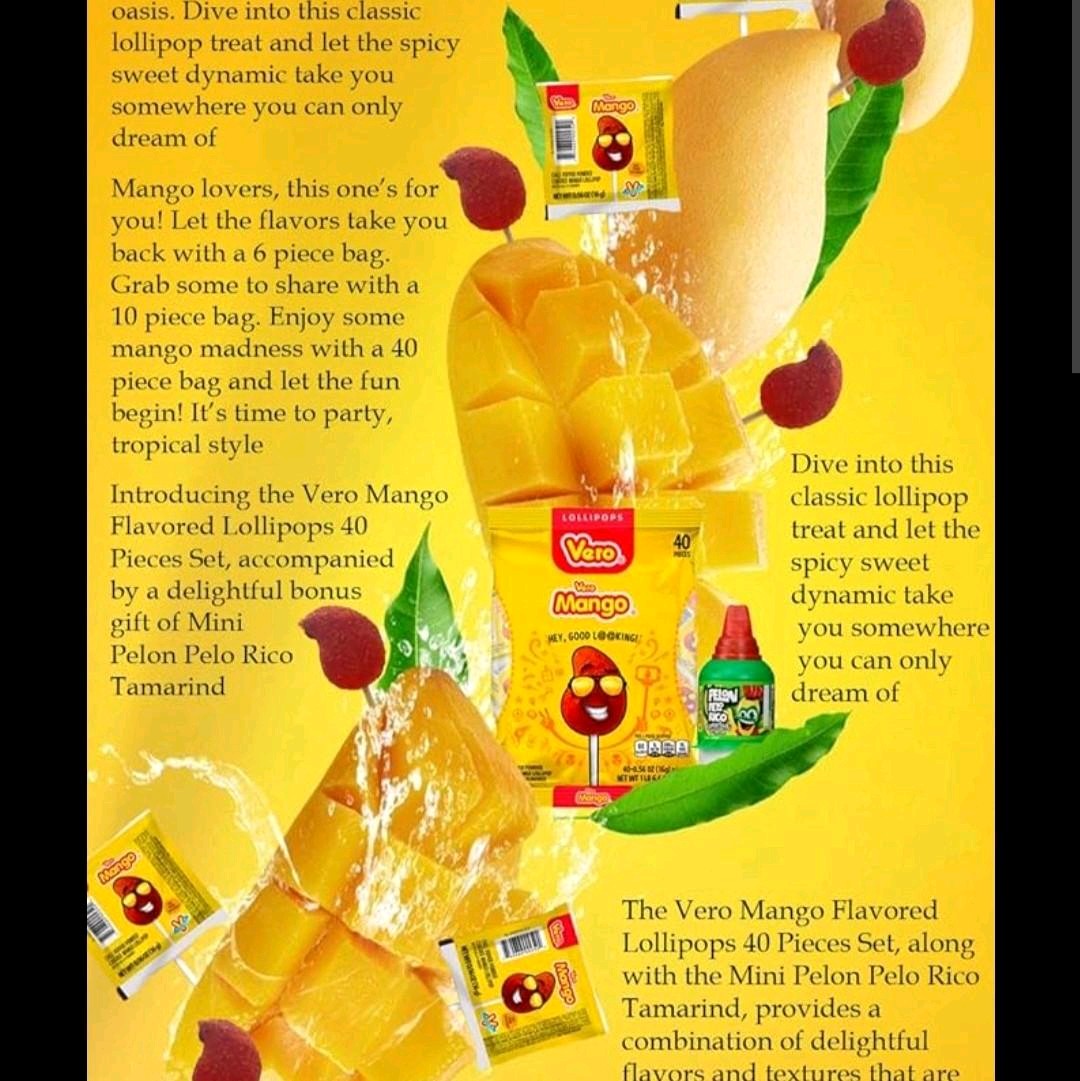 Vero Paleta Mango Chile.. 40 pzas en Bolsa