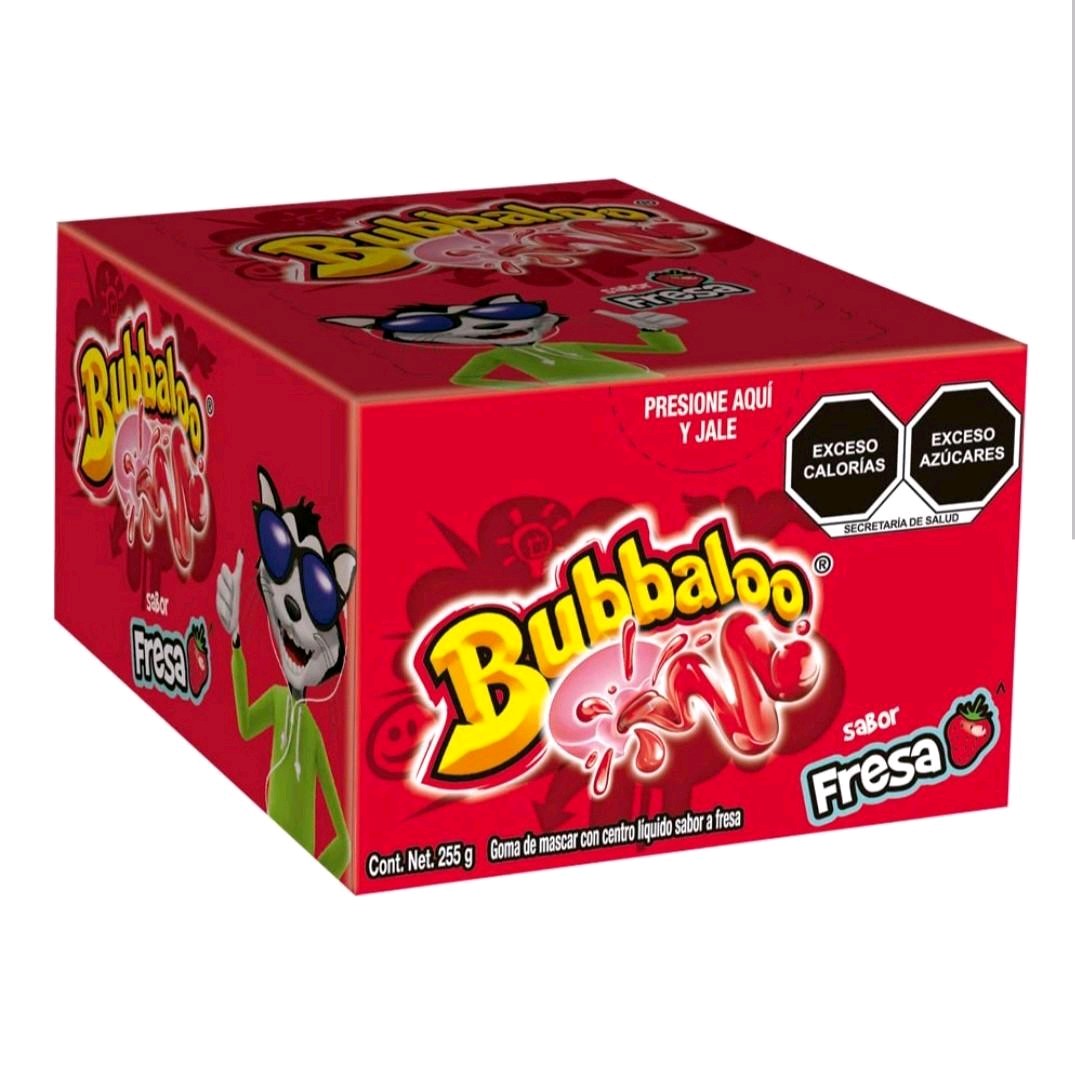 Chicle Bubbaloo sabor Fresa 47 pzas en caja