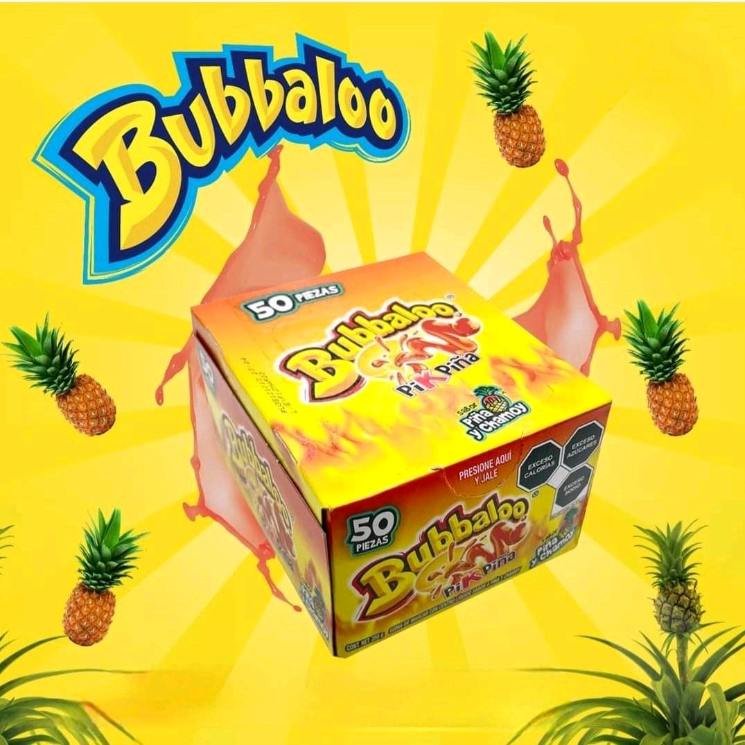 Chicle Bubbaloo sabor Piña Chamoy-- 47 pzas en caja