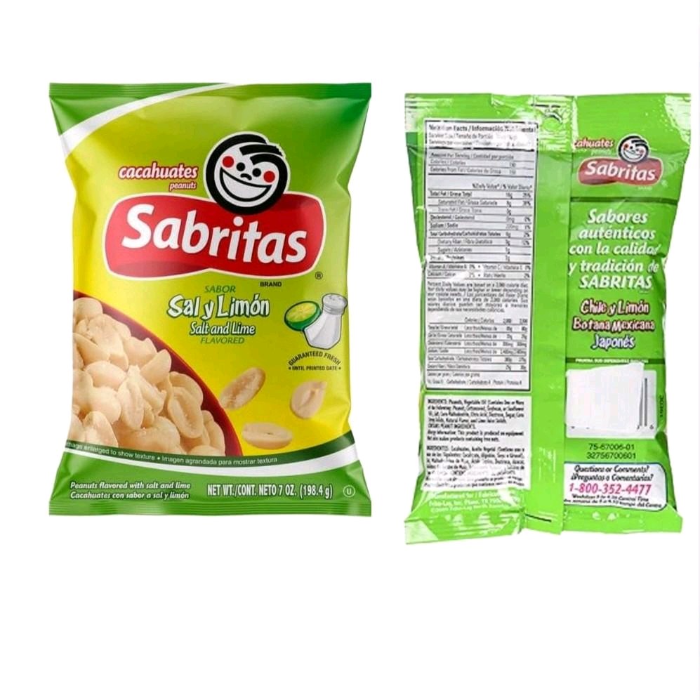 Cacahuate Sabritas Sal y Limon-- 2 Paquetes en caja