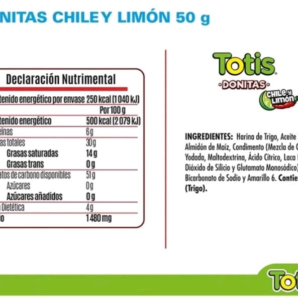 Totis Chile Limon--- 5 Paquetes 1.76oz