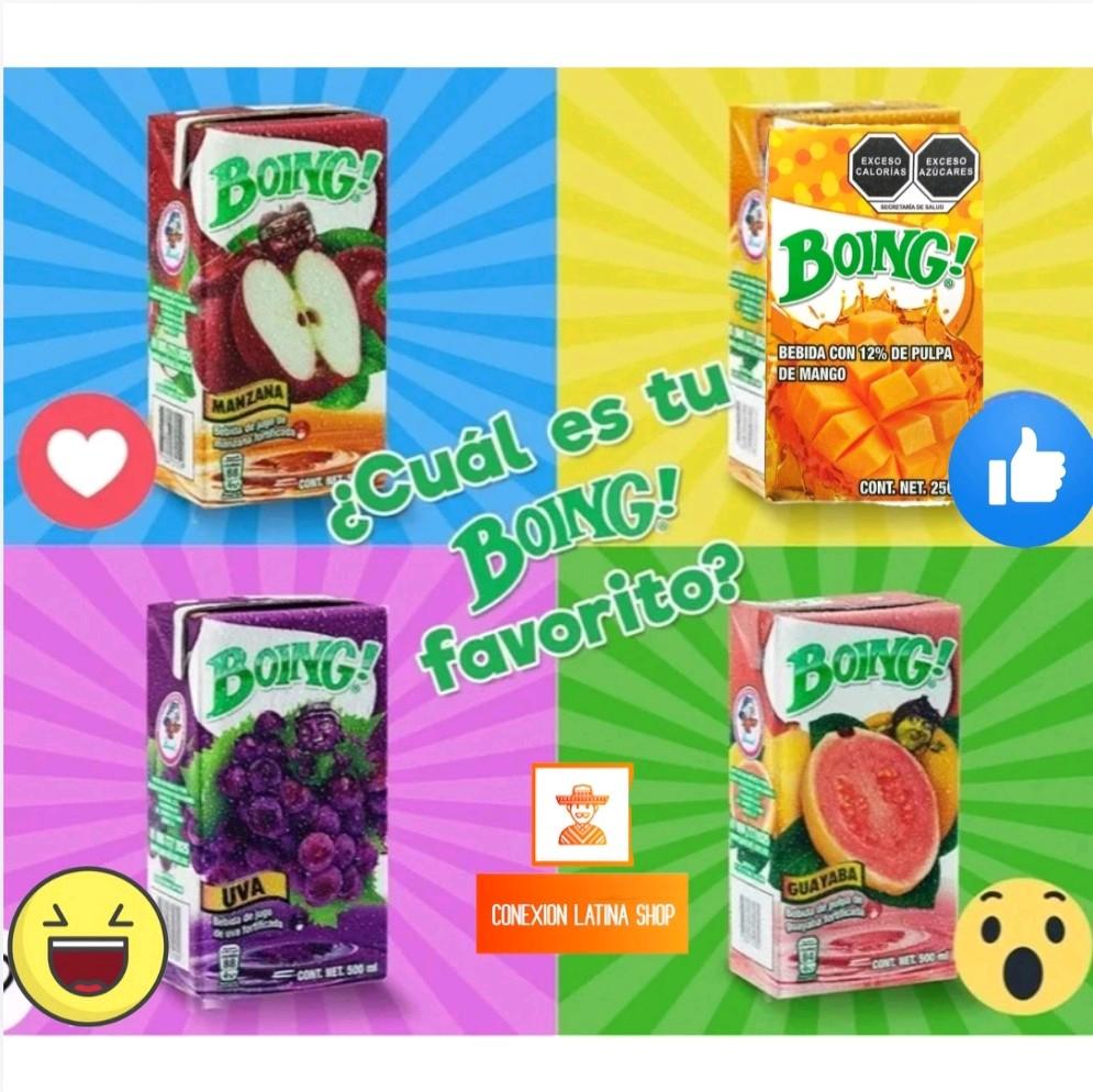 Beverage Boing Juice From Mexico 500ml 4 flavors 4Pack ( Apple, Mango, Grape, Guava) Fruit