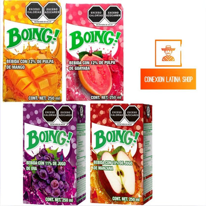 Beverage Boing Juice From Mexico 500ml 4 flavors 4Pack ( Apple, Mango, Grape, Guava) Fruit