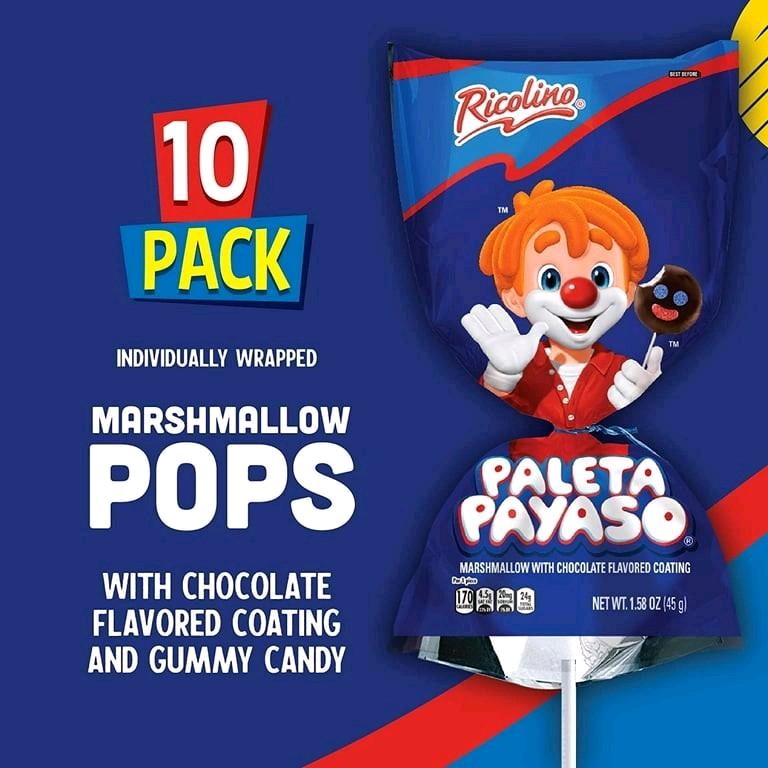Paleta Payaso Chocolate, Marshmellow y Gomis-- 1 Caja con 10 Paletas