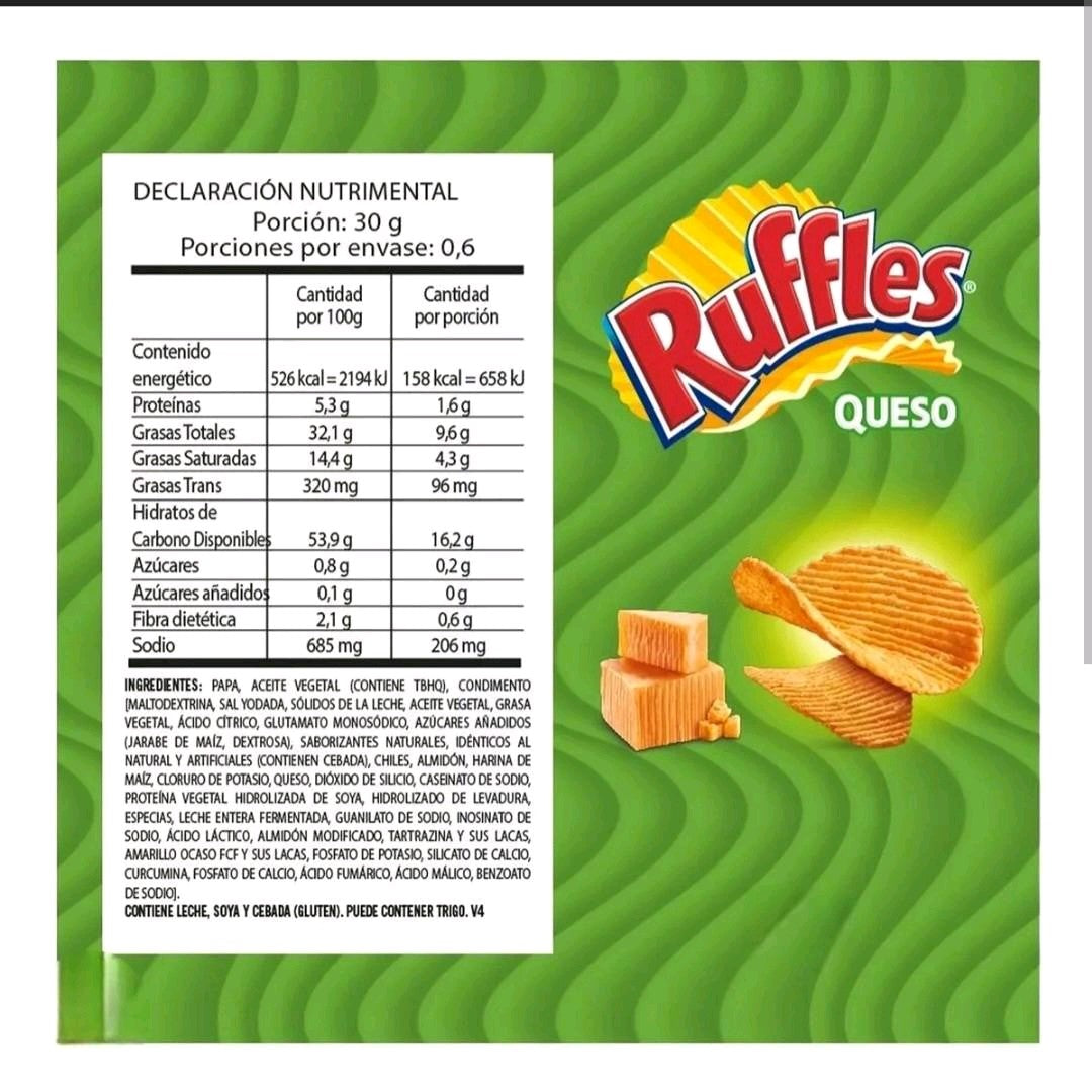 Ruffles Papas Queso.. 5 Paquetes Pequeños