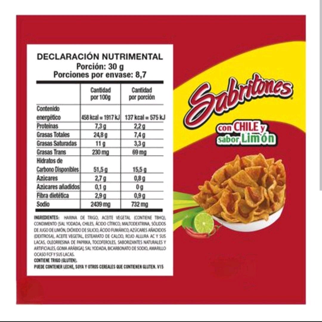 Sabriton Chicharron Chile Limon-- 5 Paquete Medianos